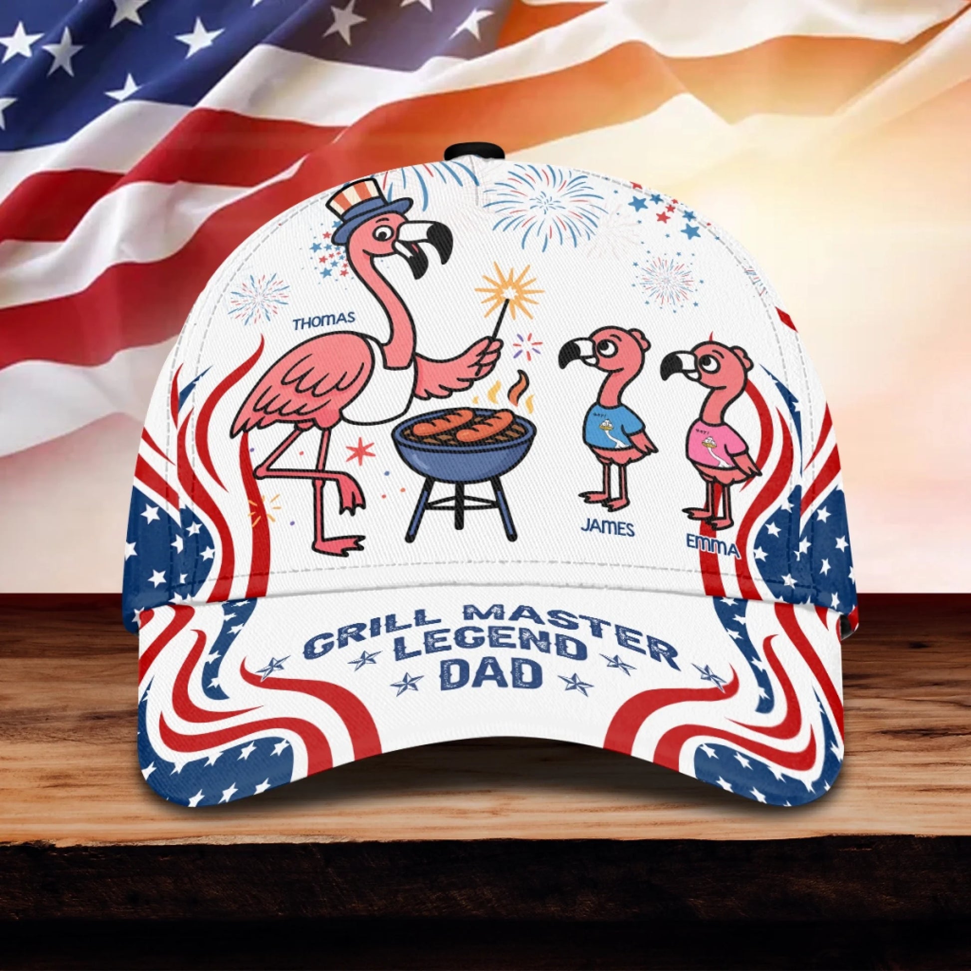 BBQ Dad's, Personalized Flamingo Dad's & Kid's Hat, Grill Master Legend Dad's 3D Hat, Custom Choo