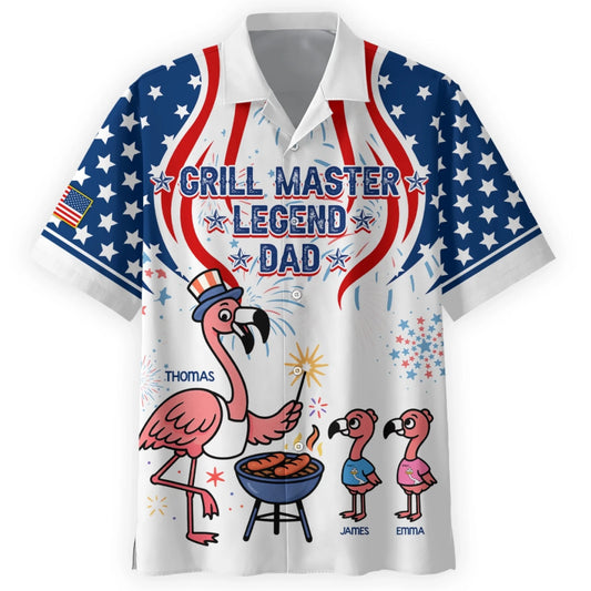 BBQ Dad's, Personalized Flamingo Dad's & Kid's Hawaiian Shirt, Grill Master Legend Dad's Hawaiian Shirt - Custom Choo