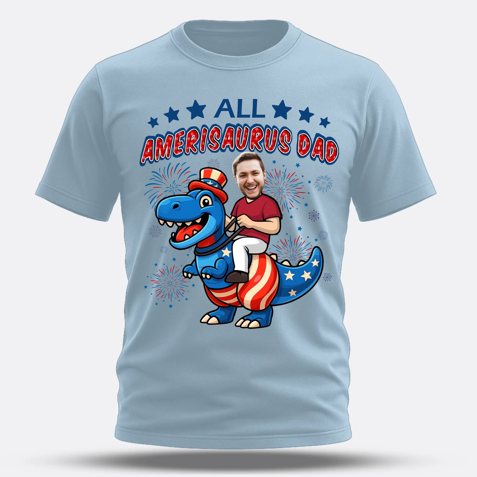 Personalized Photo All Amerisaurus Family, Happy 4th Of Family - Custom Choo