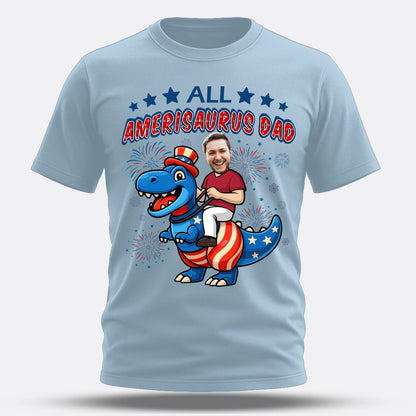 Personalized Photo All Amerisaurus Family, Happy 4th Of Family - Custom Choo