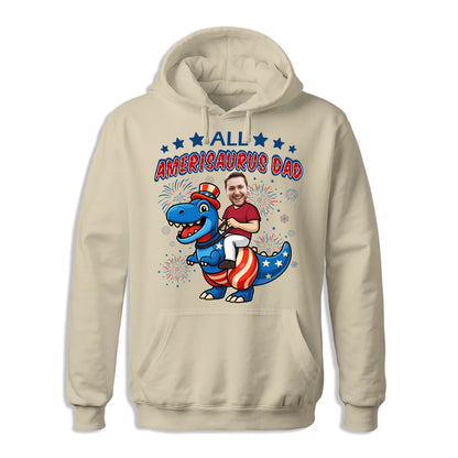 Personalized Photo All Amerisaurus Family, Happy 4th Of Family - Custom Choo