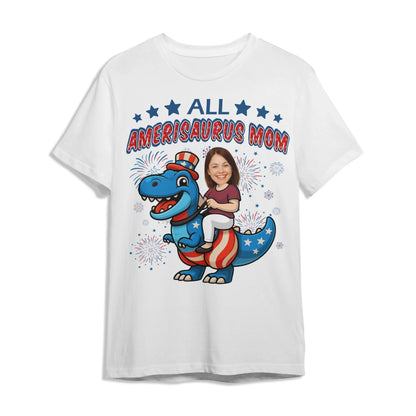 Personalized Photo All Amerisaurus Family, Happy 4th Of Family - Custom Choo