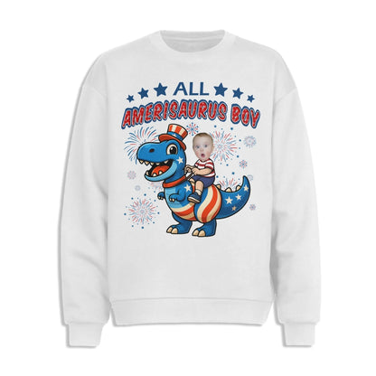 Personalized Photo All Amerisaurus Family, Happy 4th Of Family - Custom Choo