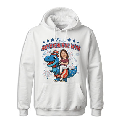 Personalized Photo All Amerisaurus Family, Happy 4th Of Family - Custom Choo