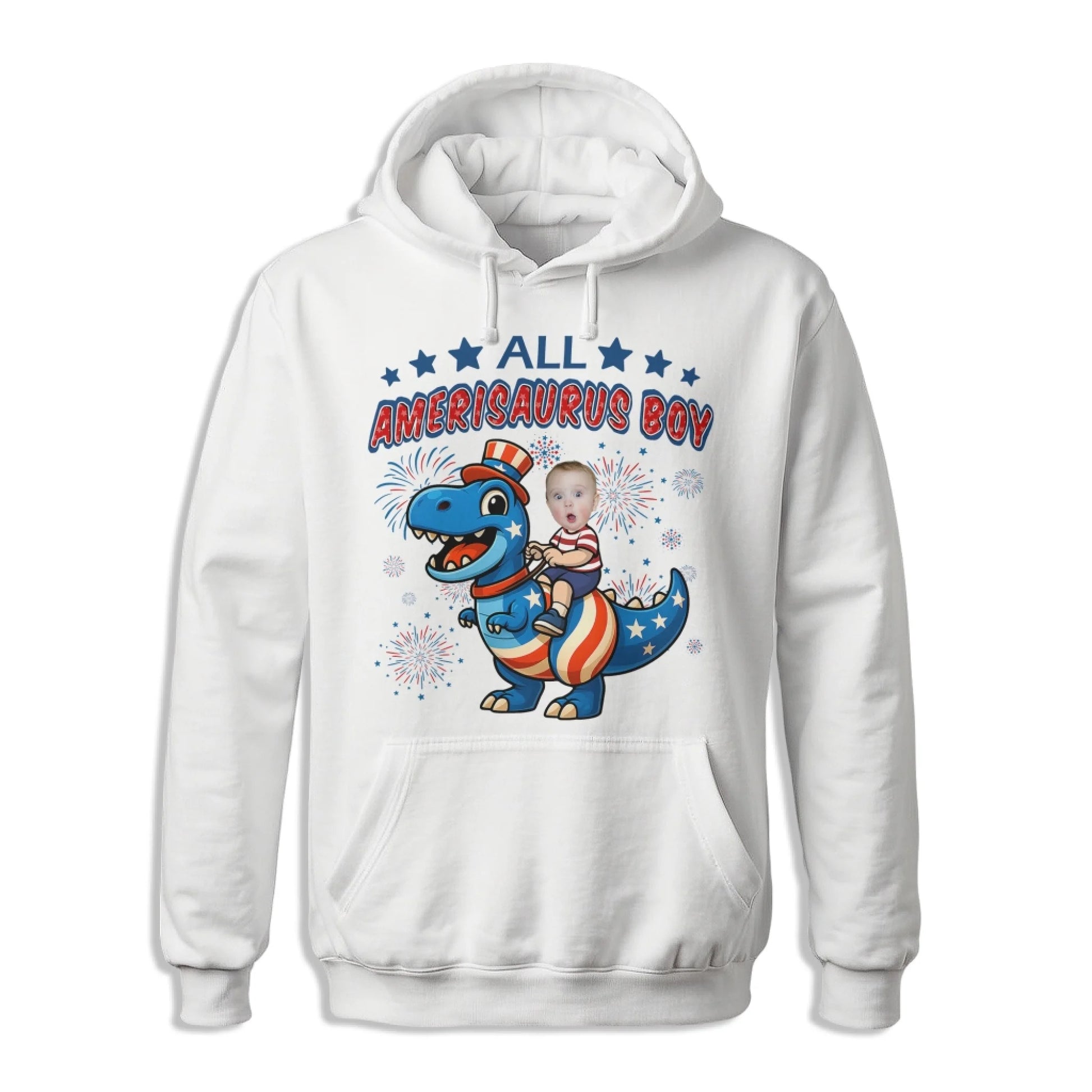 Personalized Photo All Amerisaurus Family, Happy 4th Of Family - Custom Choo