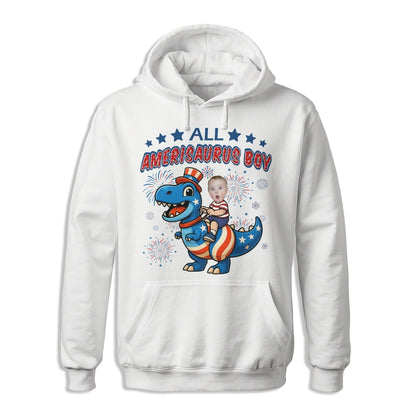 Personalized Photo All Amerisaurus Family, Happy 4th Of Family - Custom Choo