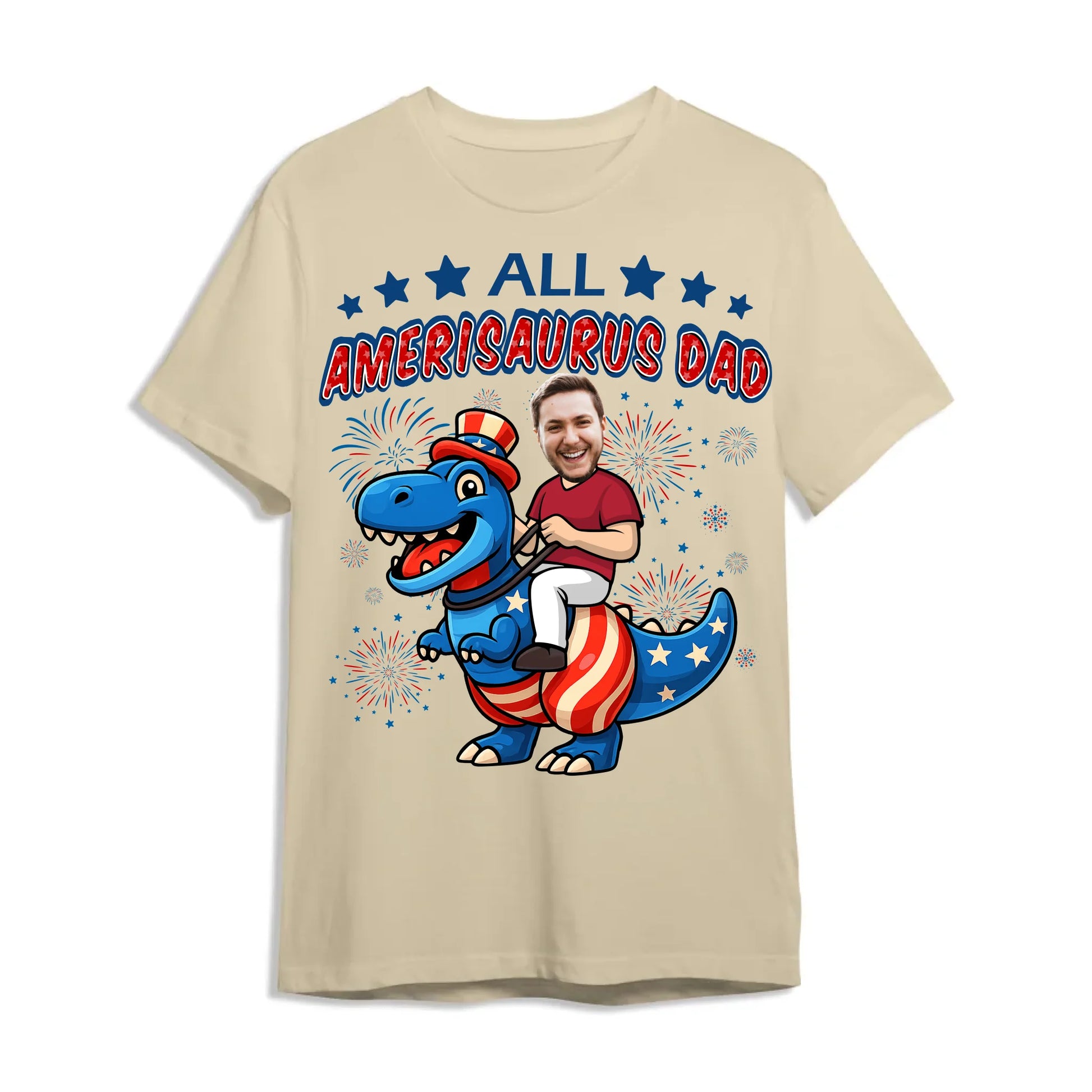 Personalized Photo All Amerisaurus Family, Happy 4th Of Family - Custom Choo