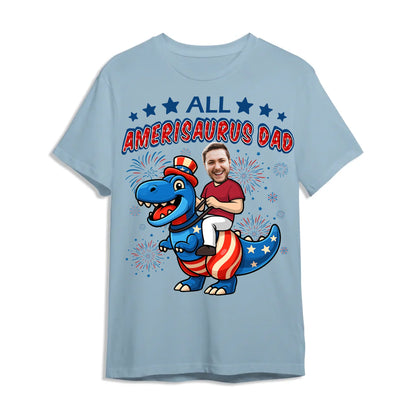 Personalized Photo All Amerisaurus Family, Happy 4th Of Family - Custom Choo