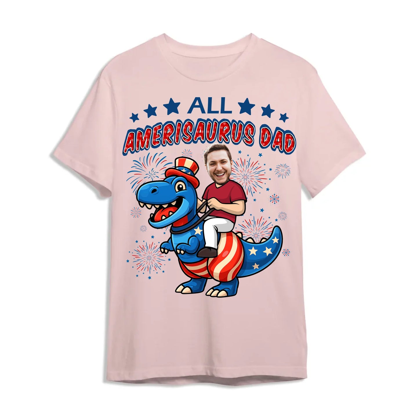 Personalized Photo All Amerisaurus Family, Happy 4th Of Family - Custom Choo