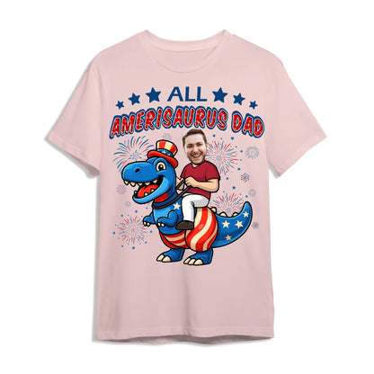 Personalized Photo All Amerisaurus Family, Happy 4th Of Family - Custom Choo