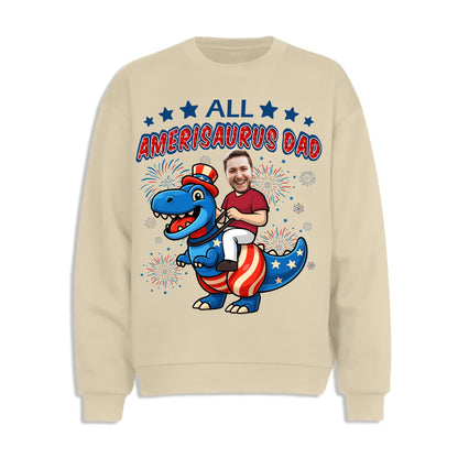 Personalized Photo All Amerisaurus Family, Happy 4th Of Family - Custom Choo