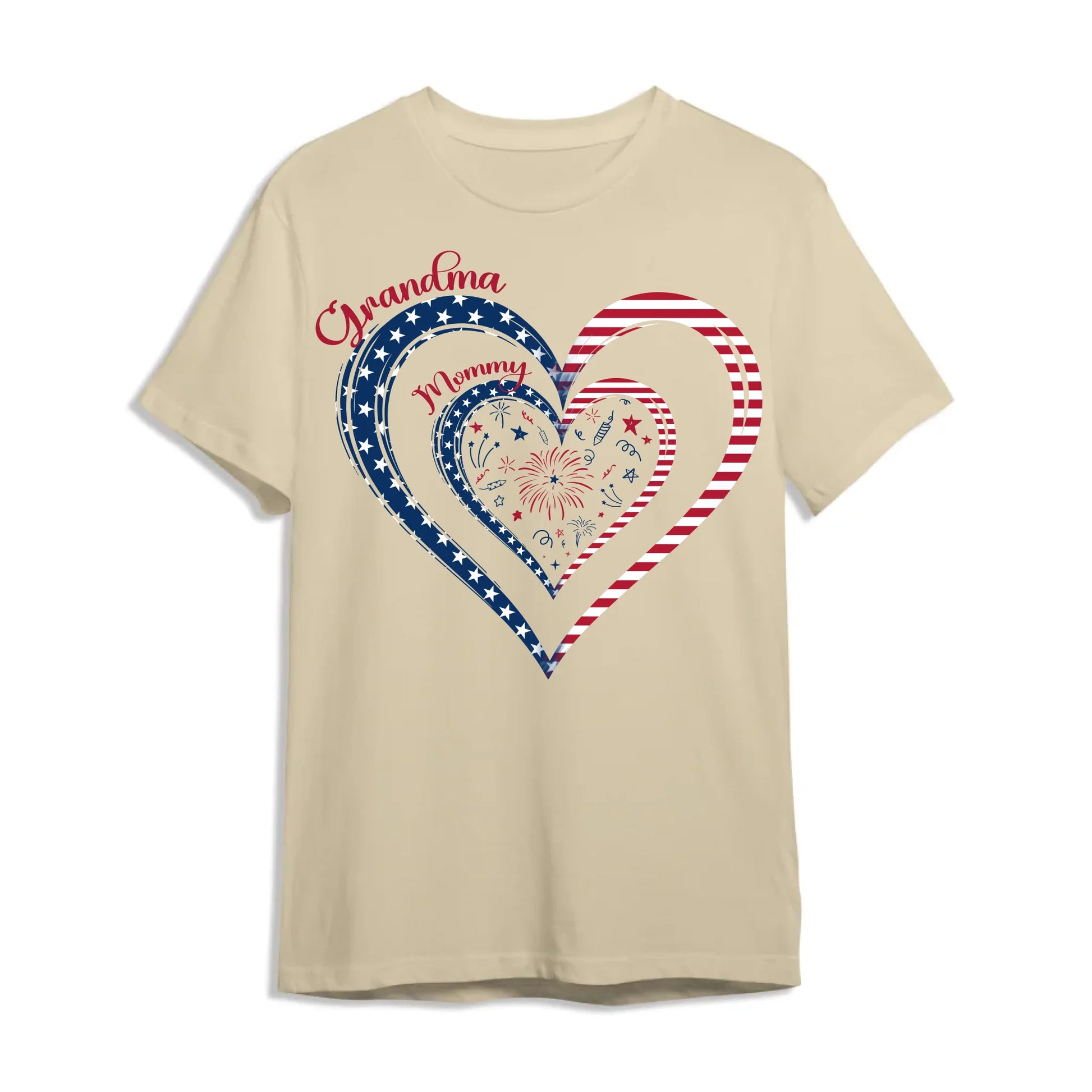 Personalized Heart Flag Shirt for Grandma and Mom – Add Grandkids’ Names & Photos - Custom Choo