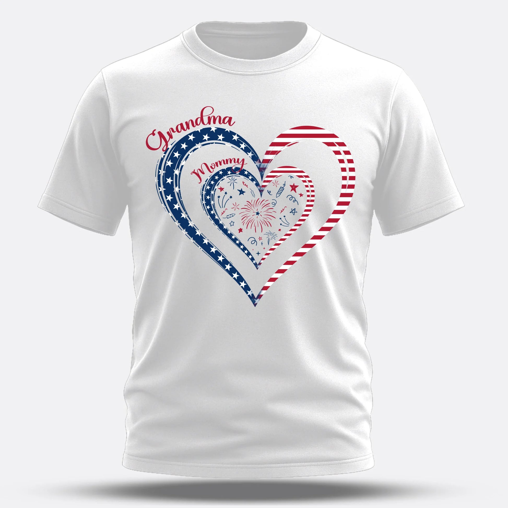 Personalized Heart Flag Shirt for Grandma and Mom – Add Grandkids’ Names & Photos - Custom Choo