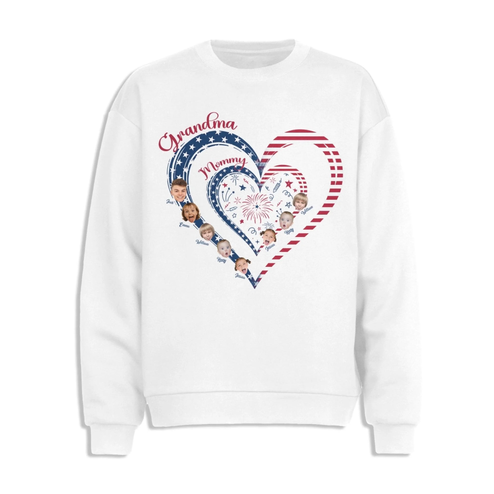 Personalized Heart Flag Shirt for Grandma and Mom – Add Grandkids’ Names & Photos - Custom Choo