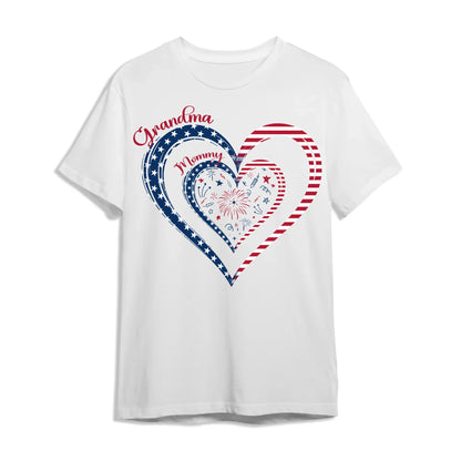Personalized Heart Flag Shirt for Grandma and Mom – Add Grandkids’ Names & Photos - Custom Choo