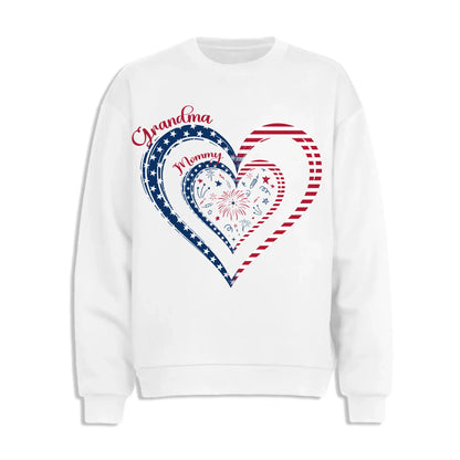 Personalized Heart Flag Shirt for Grandma and Mom – Add Grandkids’ Names & Photos - Custom Choo