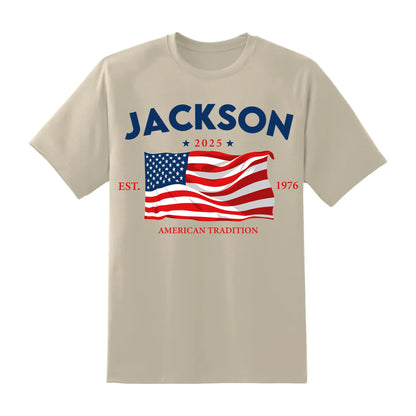 Custom American Tradition Family Shirt – Personalized Name & Birth Year USA Flag Tee - Custom Choo