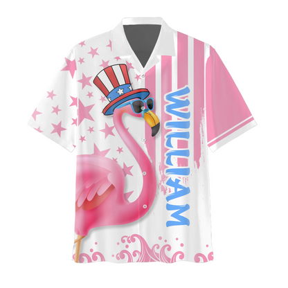 Custom Name Hawaiian Shirt – Flamingos Freedom for the 4th July, Custom Choo