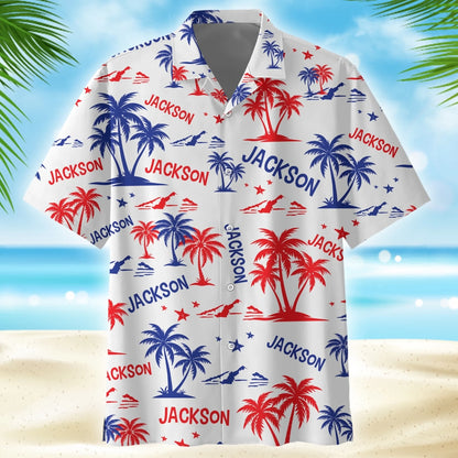 Custom Name Hawaiian Shirt – Tropical American Print, Custom Choo