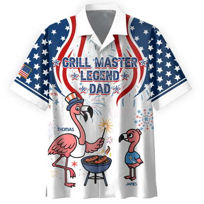 BBQ Dad's, Personalized Flamingo Dad's & Kid's Hawaiian Shirt, Grill Master Legend Dad's Hawaiian Shirt - Custom Choo