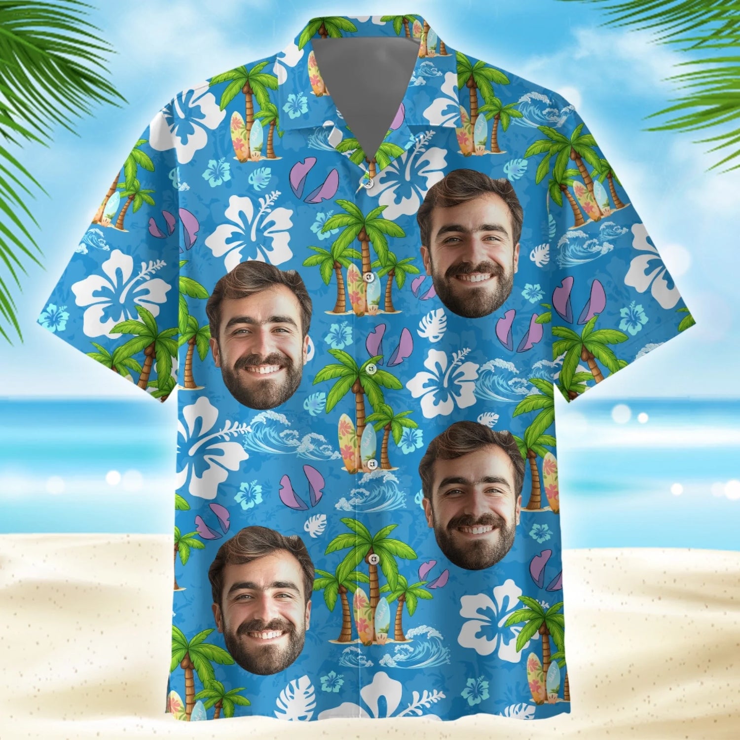 Custom Funny Face Couple for Man - Custom Photo Hawaiian Shirt, Custom Choo
