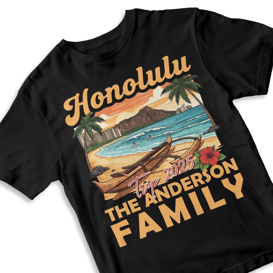 Personalized Honolulu Travel Shirt – Matching Family Vacation T-Shirt, Custom Choo