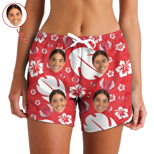 Personalized Couple Hawaiian Shorts – Funny Face Printed Shorts For Women, Custom Choo