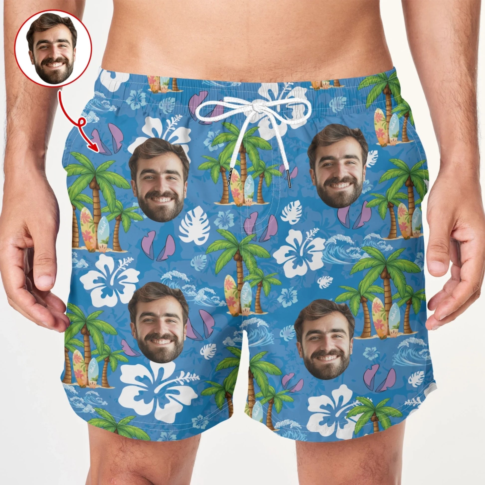 Personalized Couple Hawaiian Shorts – Funny Face Printed Shorts For Man, Custom Choo