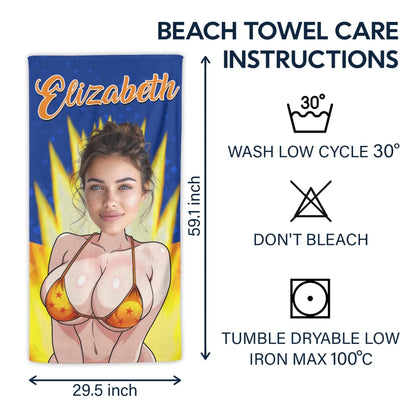 Personalized Beach Towel for Pool, Beach & Travel - Custom Your Face And Name Gift for Bestie, Custom Choo