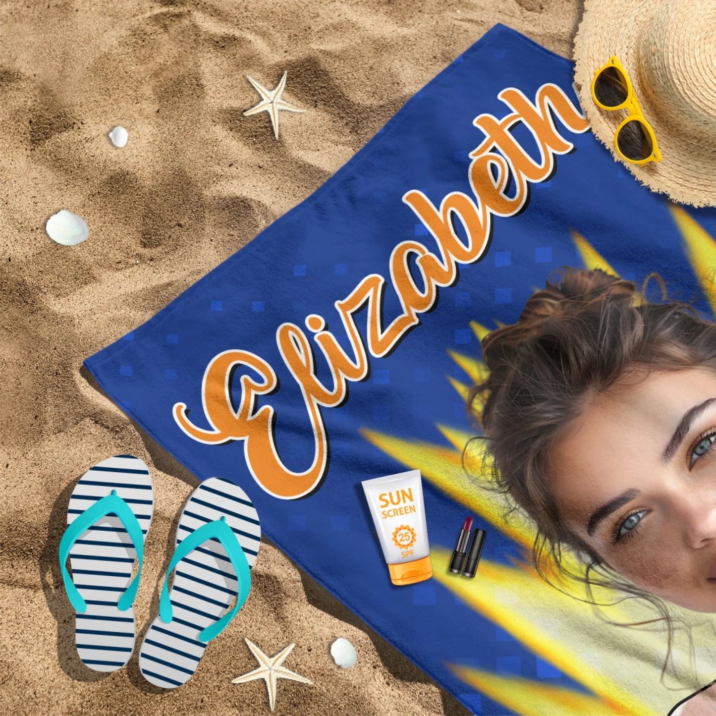 Personalized Beach Towel for Pool, Beach & Travel - Custom Your Face And Name Gift for Bestie, Custom Choo