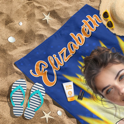 Personalized Beach Towel for Pool, Beach & Travel - Custom Your Face And Name Gift for Bestie, Custom Choo
