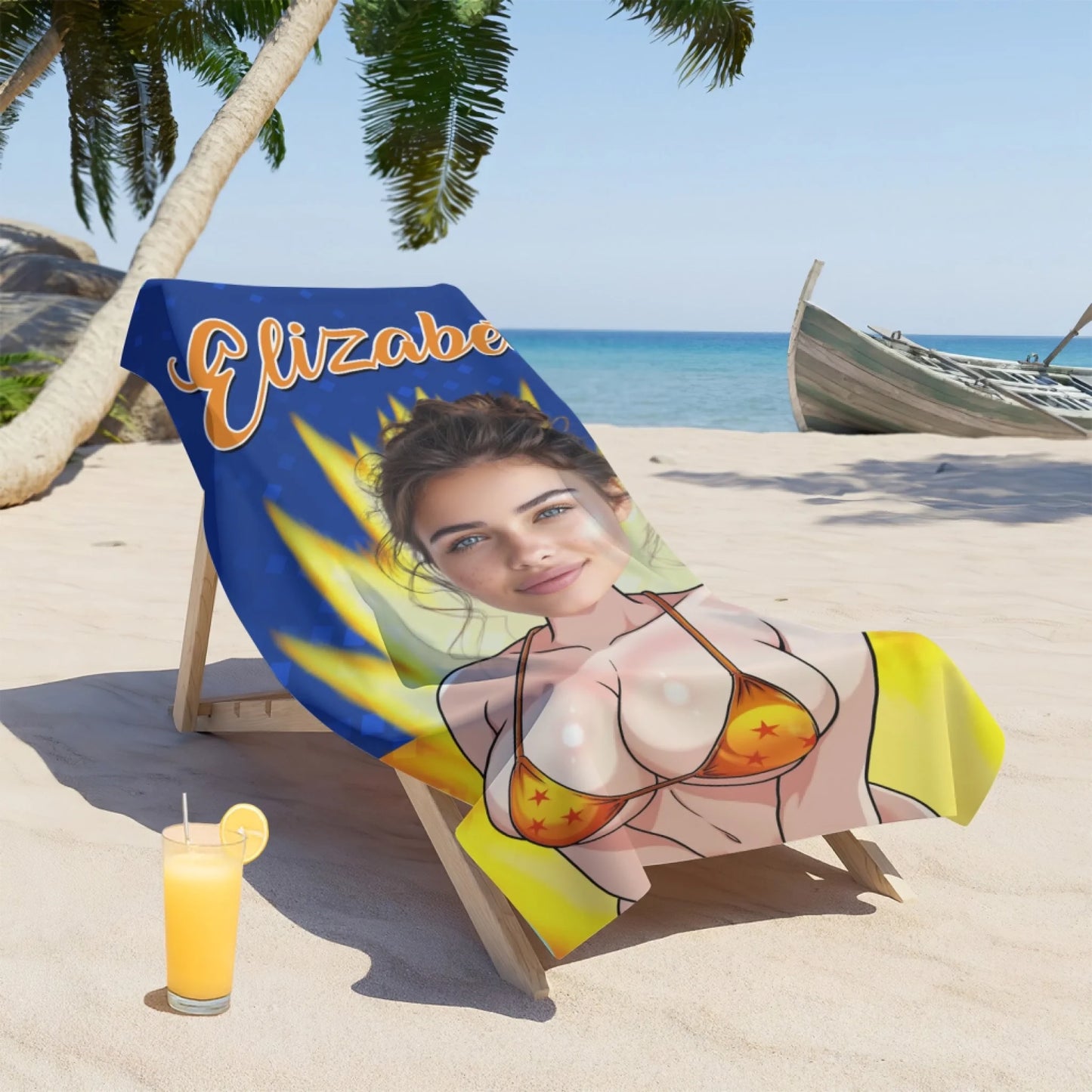 Personalized Beach Towel for Pool, Beach & Travel - Custom Your Face And Name Gift for Bestie, Custom Choo