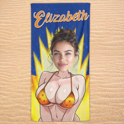 Personalized Beach Towel for Pool, Beach & Travel - Custom Your Face And Name Gift for Bestie, Custom Choo