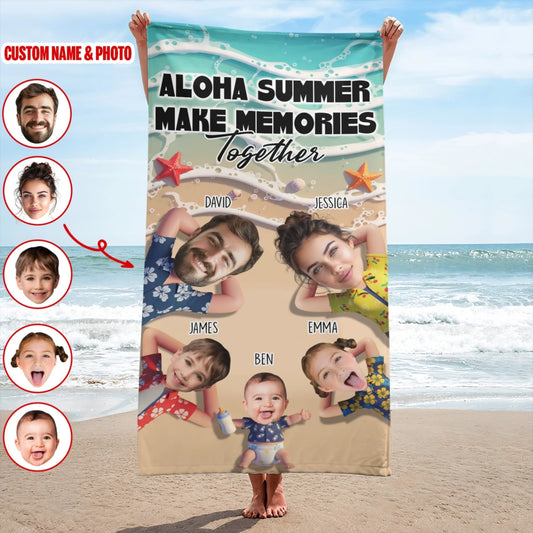 Make Memories Together – Personalized Beach Towel with Photo & Name - Custom Choo