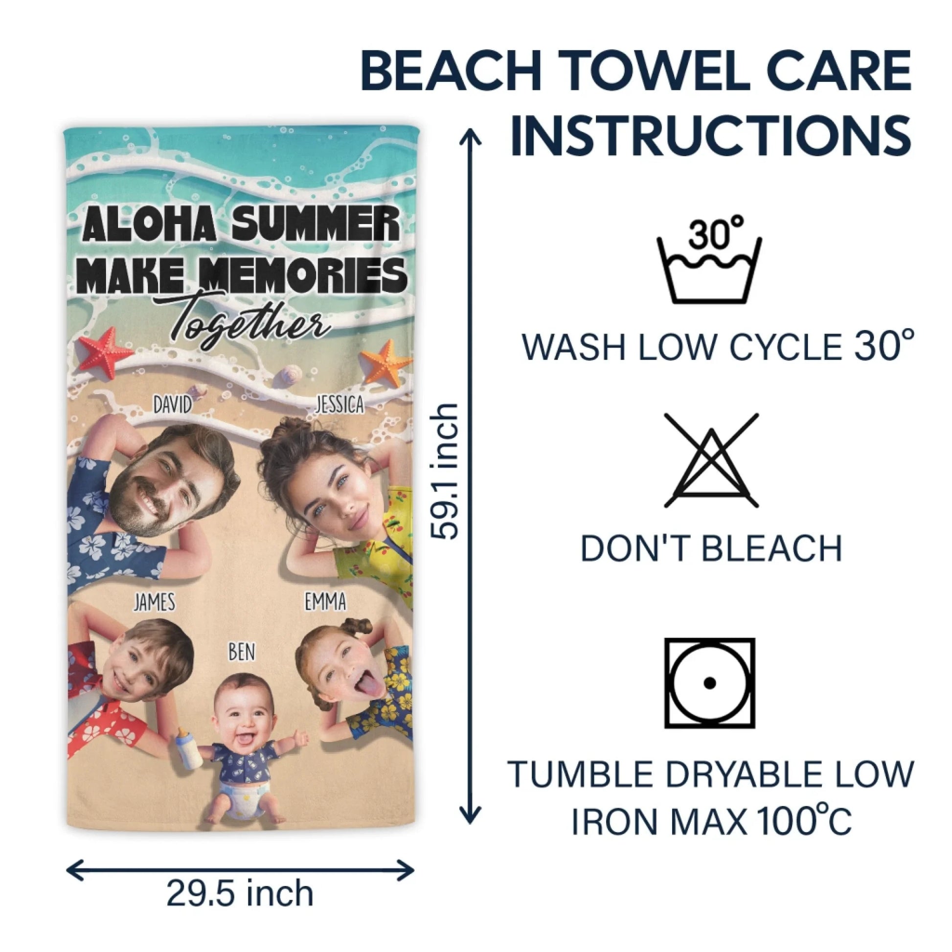 Make Memories Together – Personalized Beach Towel with Photo & Name - Custom Choo