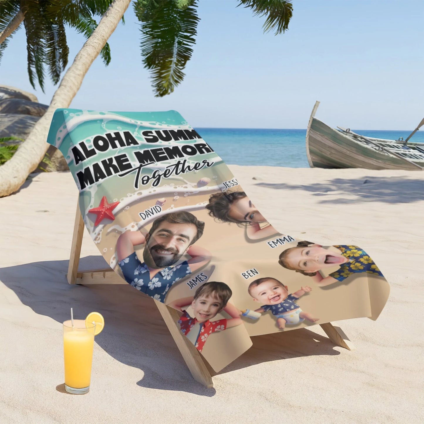 Make Memories Together – Personalized Beach Towel with Photo & Name - Custom Choo