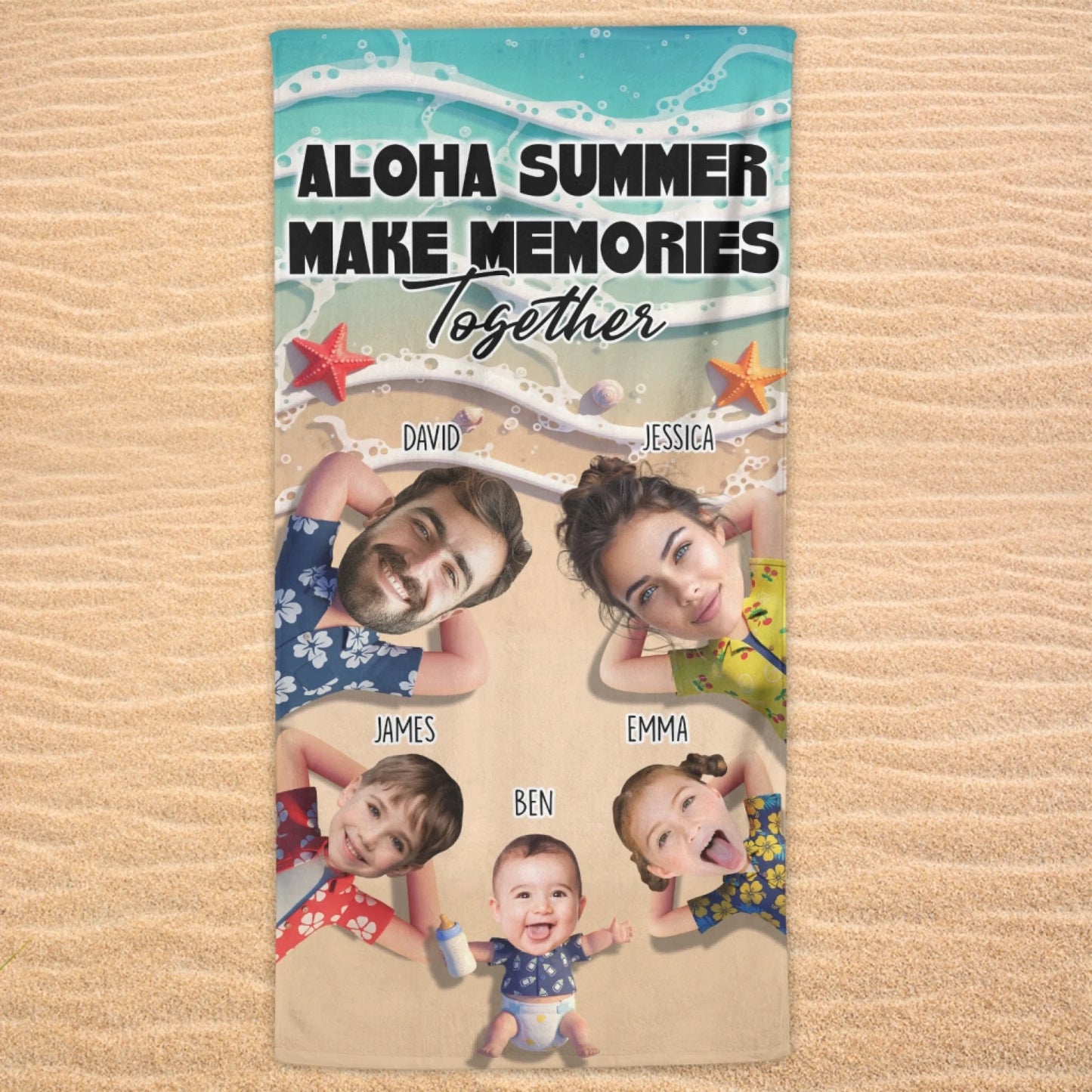 Make Memories Together – Personalized Beach Towel with Photo & Name - Custom Choo