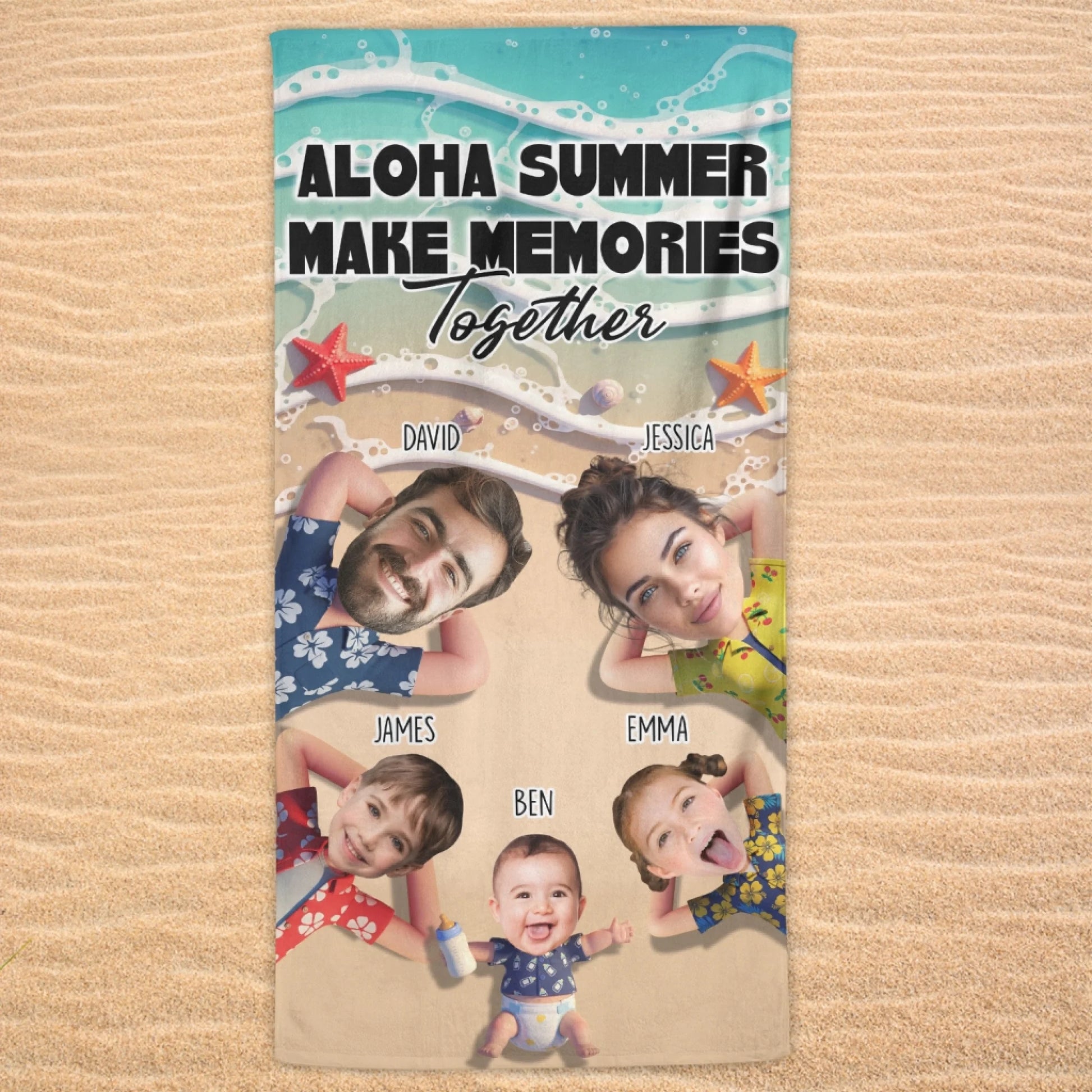 Make Memories Together – Personalized Beach Towel with Photo & Name - Custom Choo