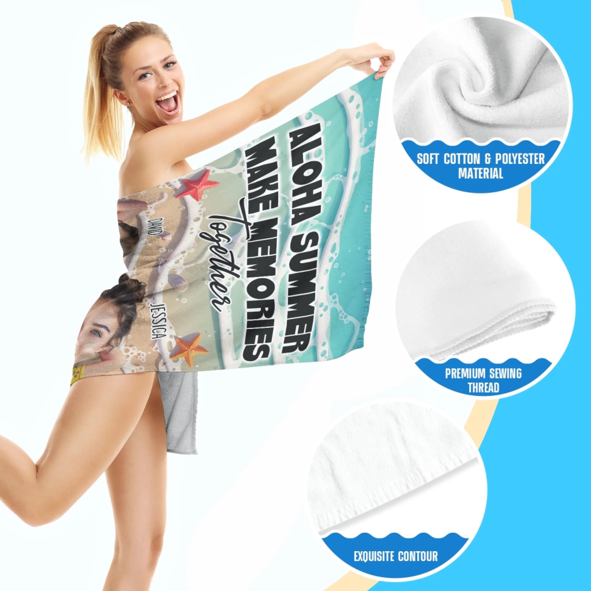 Make Memories Together – Personalized Beach Towel with Photo & Name - Custom Choo
