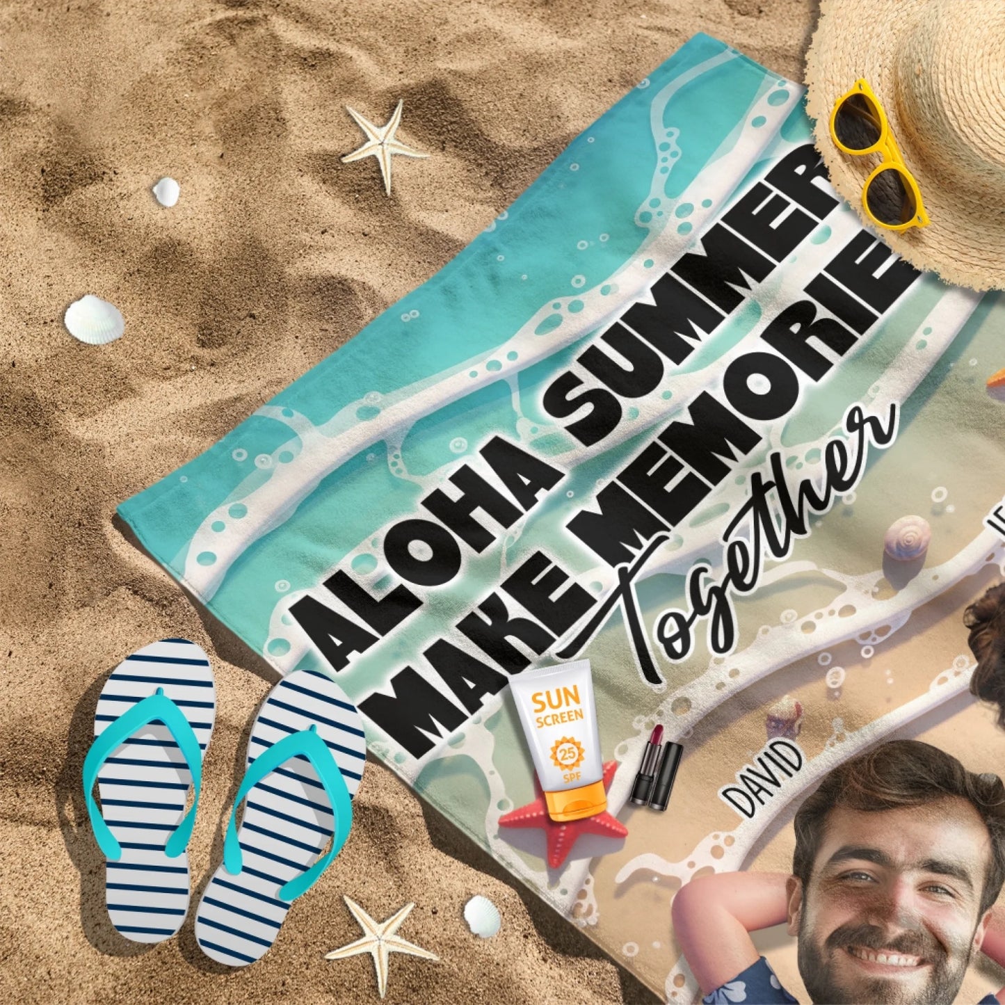 Make Memories Together – Personalized Beach Towel with Photo & Name - Custom Choo