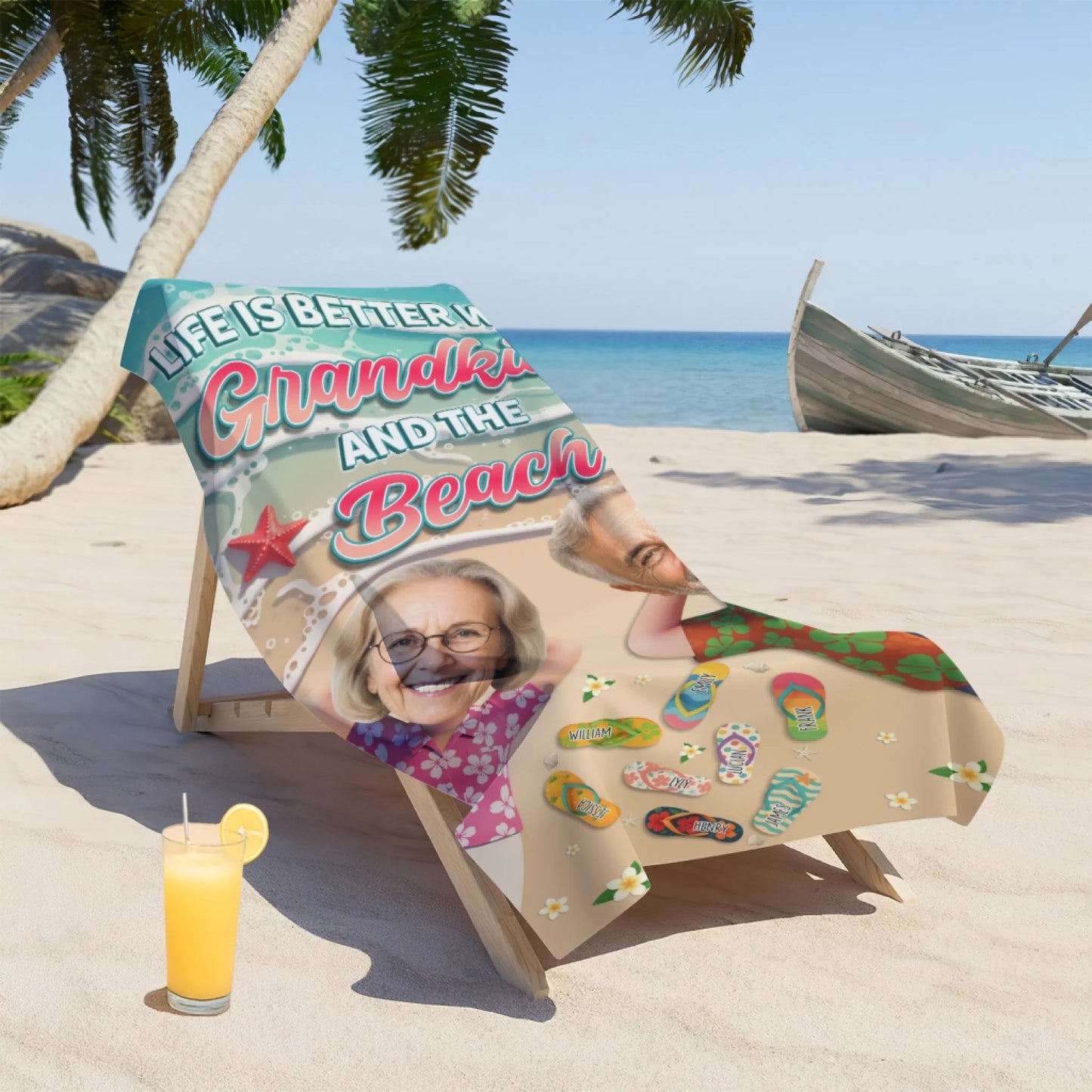 Life Is Better With Grandkids And The Beach – Personalized Beach Towel - Custom Choo