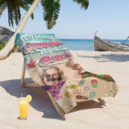 Life Is Better With Grandkids And The Beach – Personalized Beach Towel - Custom Choo