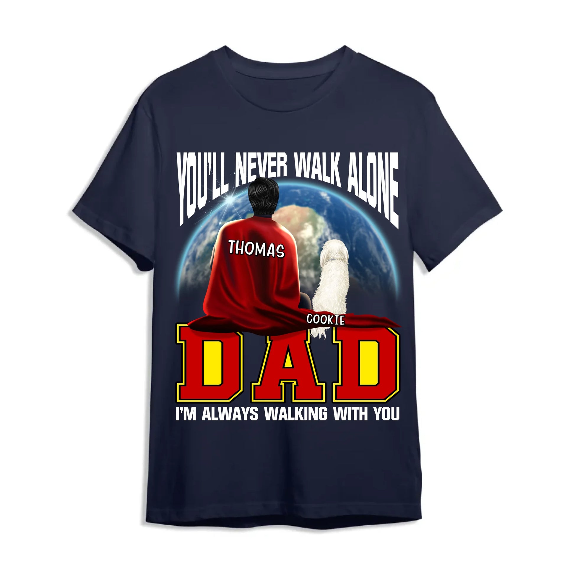 Personalized Super Dog Dad T-Shirt – Always By Your Side, Custom Choo