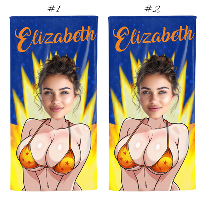 Personalized Beach Towel for Pool, Beach & Travel - Custom Your Face And Name Gift for Bestie, Custom Choo