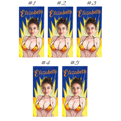 Personalized Beach Towel for Pool, Beach & Travel - Custom Your Face And Name Gift for Bestie, Custom Choo