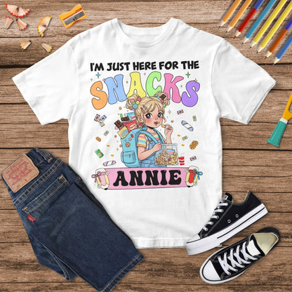 Funny I'm Just Here For The Snacks - Custom Kid's Name - Custom Choo
