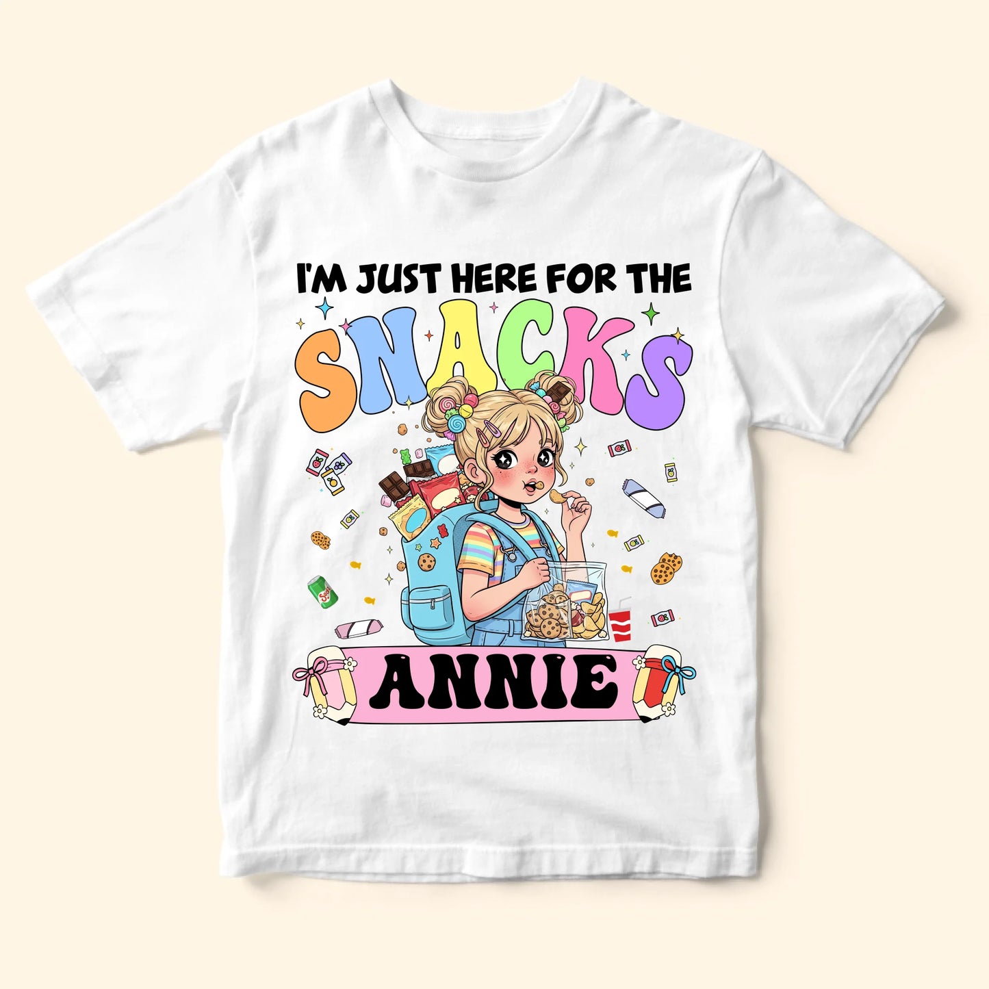 Funny I'm Just Here For The Snacks - Custom Kid's Name - Custom Choo