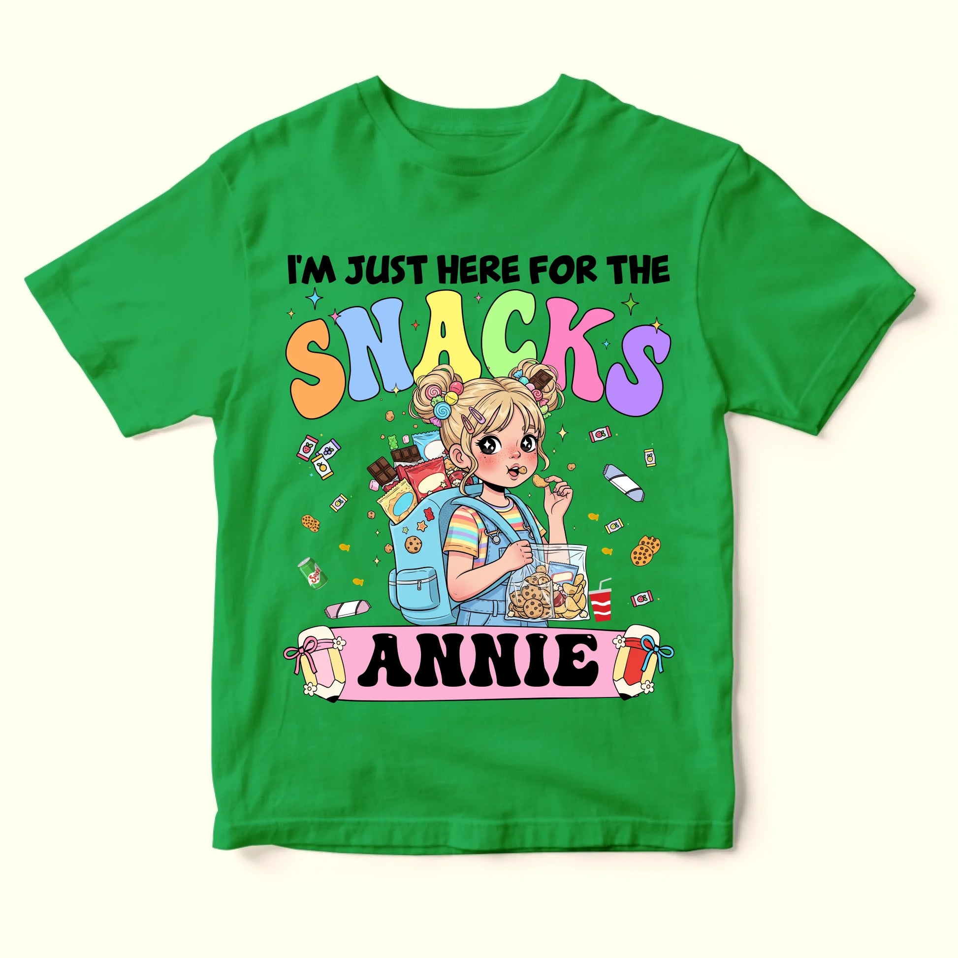 Funny I'm Just Here For The Snacks - Custom Kid's Name - Custom Choo