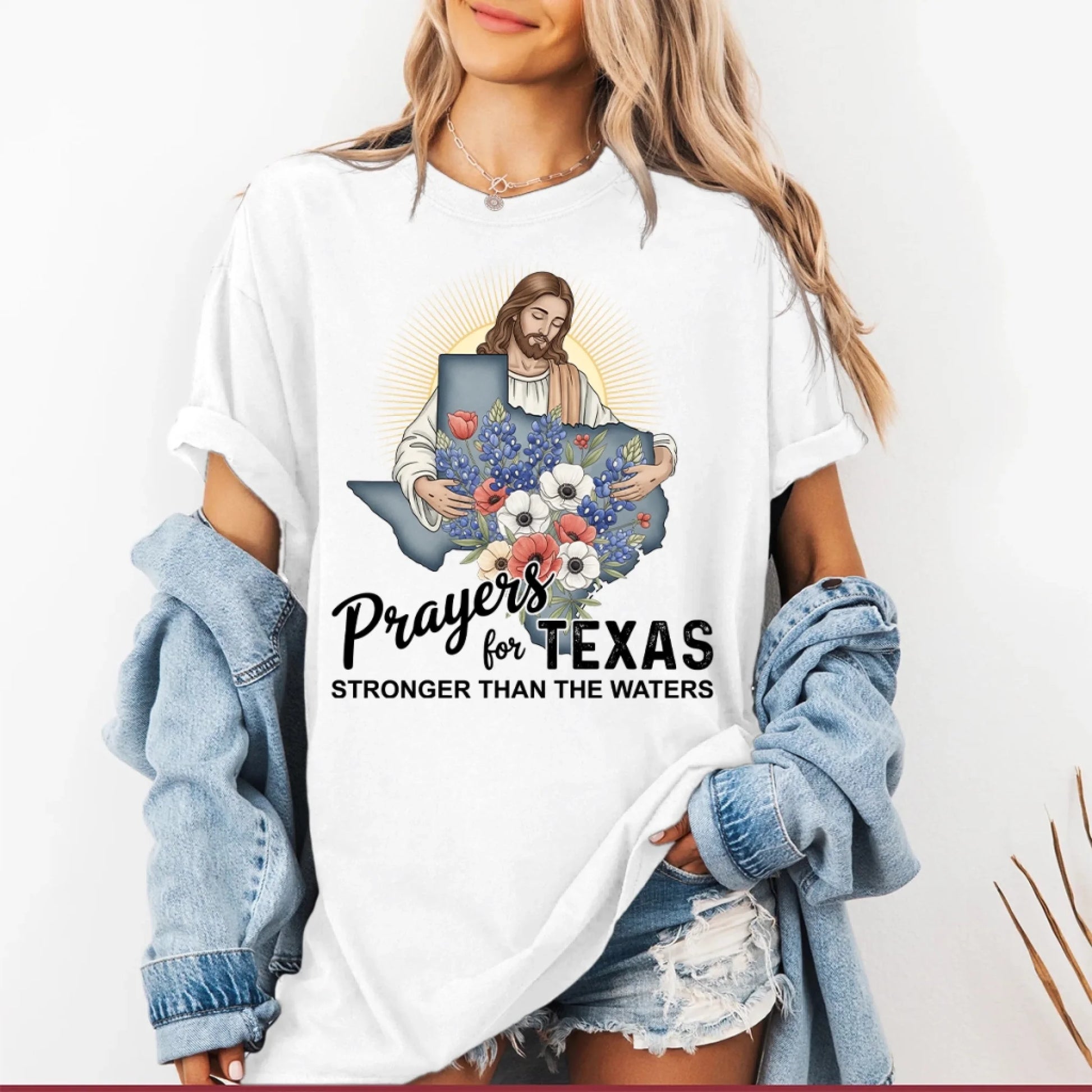 Stronger Than The Waters - Pray For Texas T-Shirt - Custom Choo