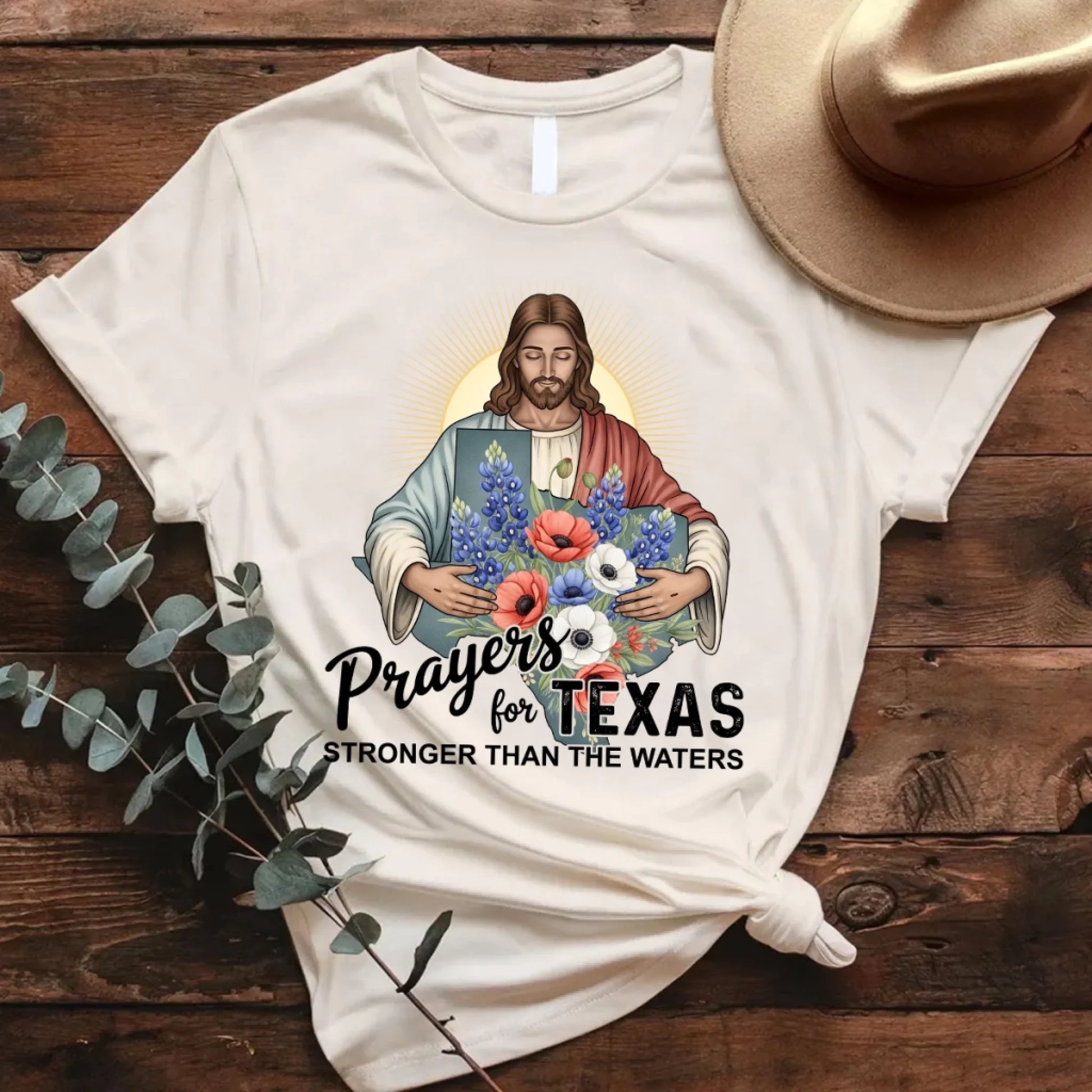 Jesus Watches Over Texas - Pray for Texas T-Shirt - Custom Choo